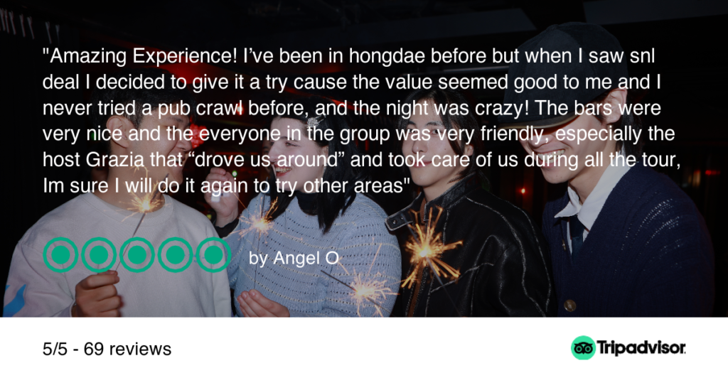 tripodvisor's review of the pub crawl in Hongdae